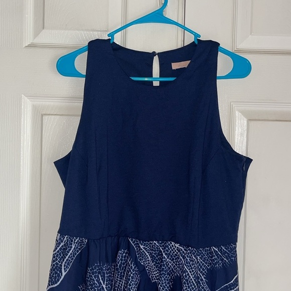 Hutch Blue And White Fan Coral Print Altana 2fer Knit Maxi Dress - Picture 3 of 9